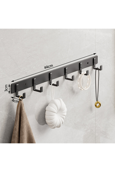 Choice 6 hooks Space Aluminum Black Hook Bathroom Towel Hook Living Room Door...