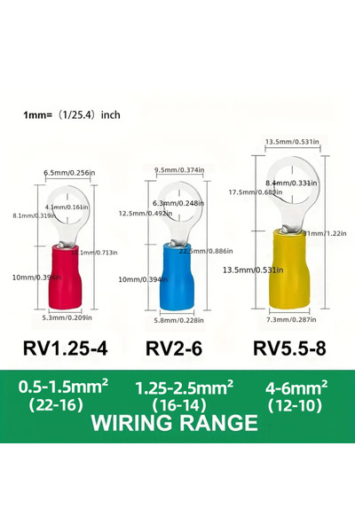 choice2 80pcs-Mix Colour 80pcs Ring Terminals Insulated O Ring Crimp Connecto...