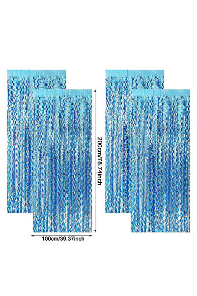 Choice7 2pcs Blue 1x2m Wave Pattern Foil Curtain Decor Balloon Rain Tinsel Fr...