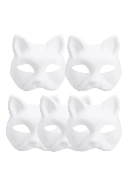 Choice 5pcs 5PCS Therian Masks White Cat Masks Blank DIY Halloween Mask Anima...