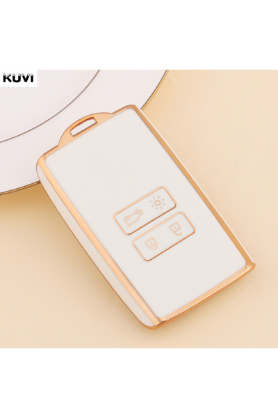 Choice5 White TPU Car Card Key Case Cover Shell Fob For Renault Koleos Captur...