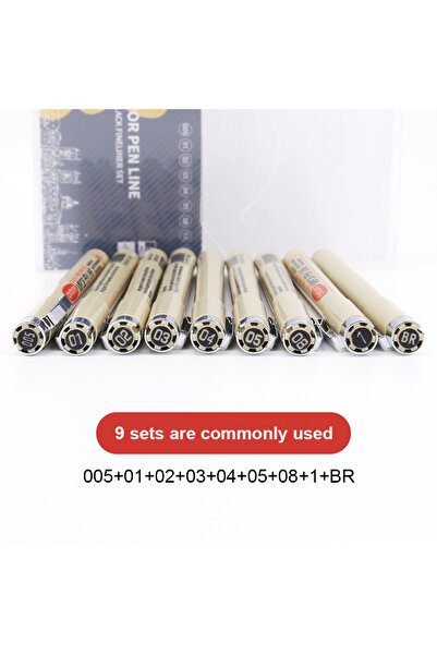 Choice 9Pcs set 12 Tip Pigment Liner Micron Ink Marker Pen for Manga Draw Ske...