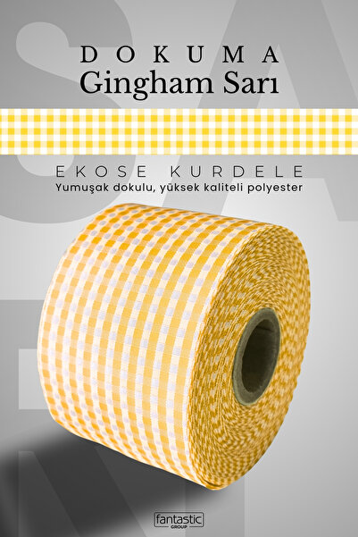 FANTASTIC KURDELE 50650 Žuta Karirano traka 5 cm