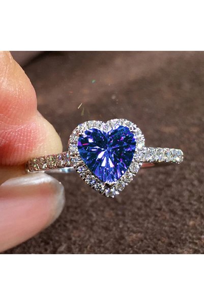 Choice 12 H310 Huitan Aesthetic Brilliant Heart Designed Rings for Women Shin...
