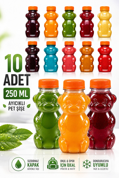 M&B WATER BOTTLE 10-Pack Teddy Bear Bottle – Fun Kids' Juice Bottle for Schoo...