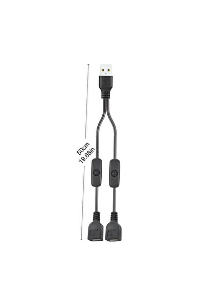 Choice3 50cm - 1pcs 1 to 2 USB Power Extension Cable with Two On/Off Switch U...