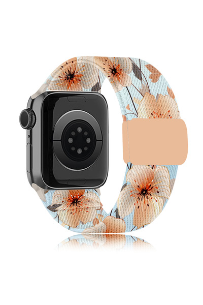 Choice 38 40 44 42mm S10 Yellow Stretchy Nylon Flower Print Band Compatible W...