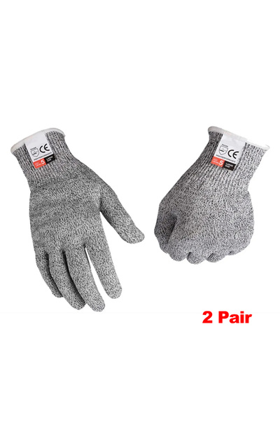 Choice S GRAY 2 Pair HPPE Level 5 Safety Anti Cut Gloves High-strength Indust...