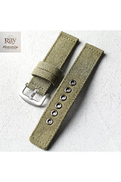Choice8 22mm Green Silver Buckle Rough style canvas strap, 20MM 22MM 24MM thi...