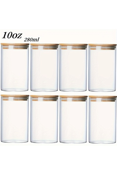 Choice 8 pcs Glass jar with bamboo lid 280ml 10oz glass food storage containe...