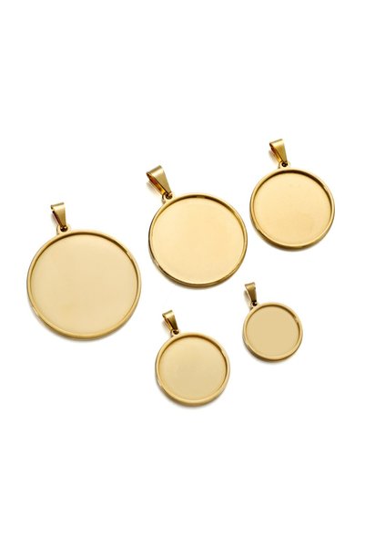 Choice Inner Dia 25mm gold 5pcs Stainless Steel Round Blank Bases For Pendant...
