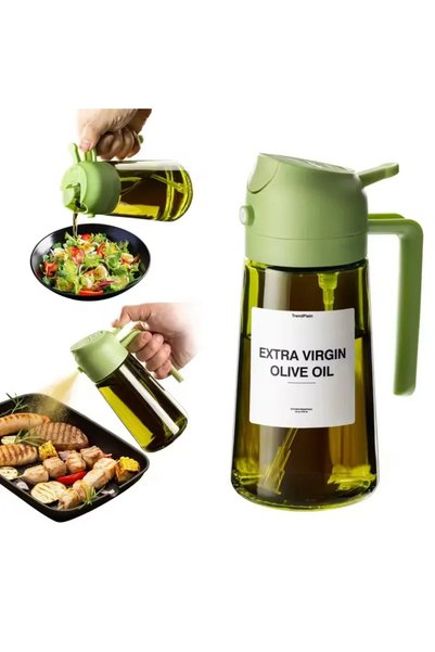 Choice Green 2 in 1 Olive Oil Dispenser Bottle 470ml Light-Blocking Dark Oil ...