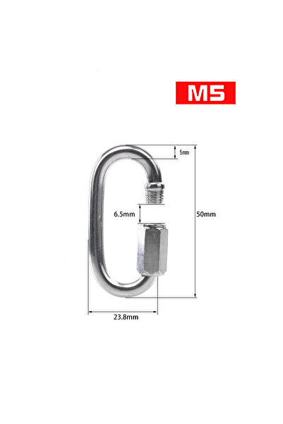 Choice M5 304 Stainless Steel Oval Locking Carabiner Clip, Quick Links, Rope ...