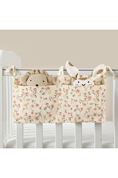 Choice 39cmX20cm pink flower Baby Crib Organizer Cot Caddy Bed Storage Bag 2 ...