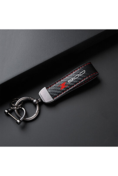Choice1 Red High-Grade leather Motorcycle Keychain Holder Keyring for Kawasak...