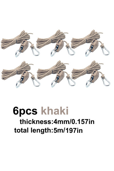 Choice 6pcs khaki 2/4/6pcs Reflective Wind Rope Camping Tent Rope Tie Down Fa...