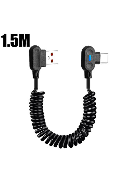 Choice1 كابل بيانات زنبركي سريع الشحن بطول 1.5 متر وقوة 6 أمبير، كابل USB A إ...