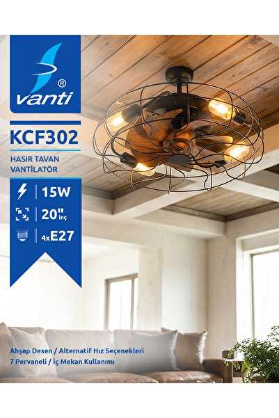 Vanti Modern Tavan Vantilatörü 4*E27 KCF302