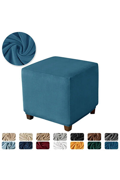 Choice Small A14 1pc Velvet Square Ottoman Cover Solid Color Footrest Slipcov...