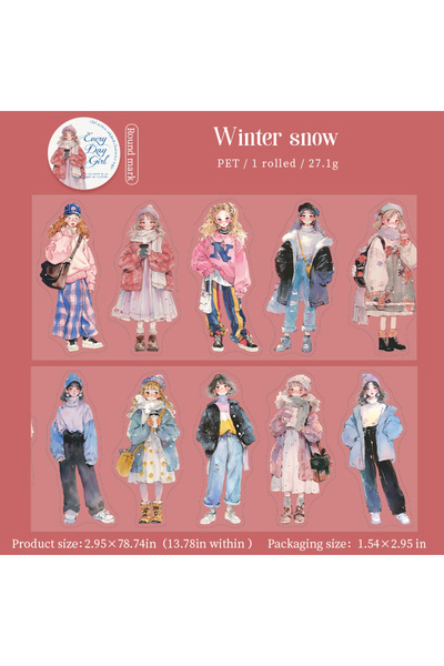 Choice3 Winter 1 Roll Fashion Girl Stickers 4 Seasons Outfit DIY Scrapbook Jo...