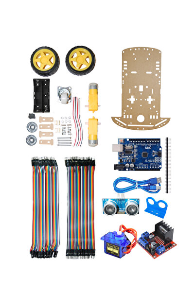 ATOLYE ELEKTRONİK Arduino 2WD Servolu Engelden Kaçan Robot Araba Kiti - Li-on...