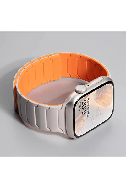 Choice16 42 44 45 46 49mm starlight orange Magnetic Silicone Strap for Watch ...