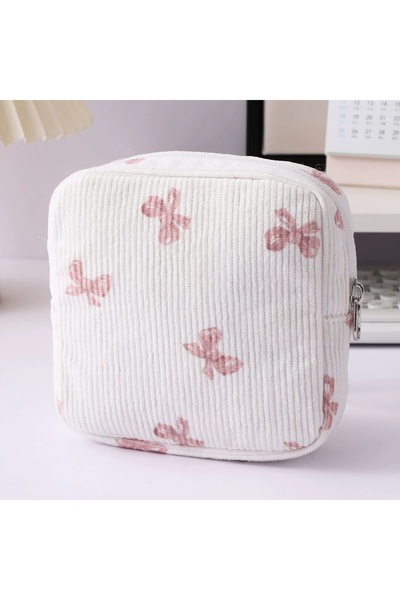Choice3 bow tie Multi Functional Corduroy Small Square Bag, Sanitary Cotton, ...