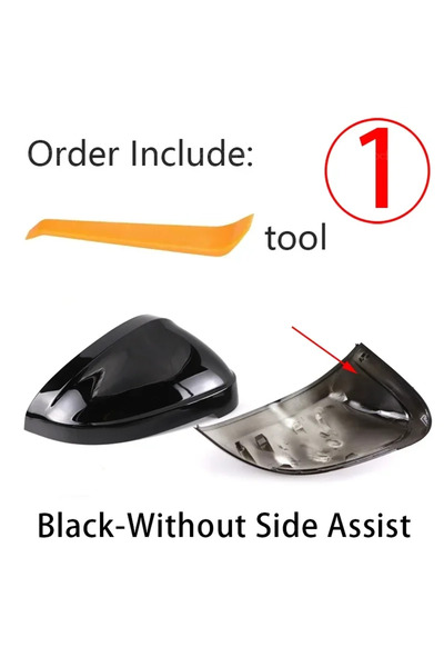 Choice 1.Black no assist 2x Carbon Fiber Style Black Rearview Side Mirror cov...