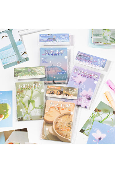 Choice4 full set 50sheets Kawaii Ins Landscape Illustration Memo Material Cra...