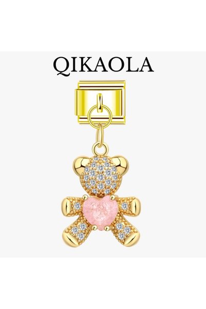 Choice1 SS0491 1pc Sparkling Bear Swan Pink Heart Italian Charms Fit 9mm Stai...