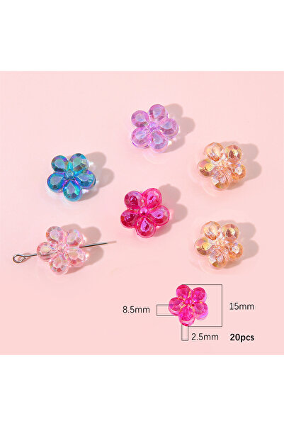 Choice7 15mm 20pcs Multi-Colored 20Pcs Acrylic Fantasy Five petal Flower Bead...