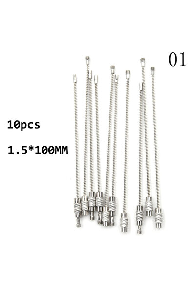 Choice3 A1 10pcs Screw Locking Stainless Steel Wire Keychain Cable Rope Key H...