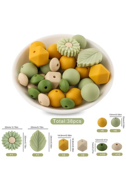Choice La05-02 38Pcs/set Loose Silicone Beads Set Silicone Round Bead Hexagon...