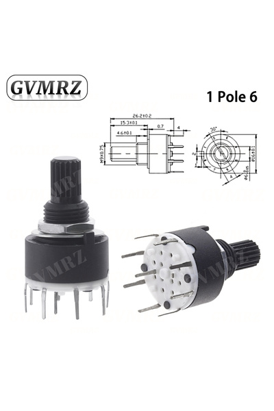 Choice4 1 Pole 6 1PCS SR16 Plastic 16MM Rotary Band switch 2 Pole 3 4 positio...