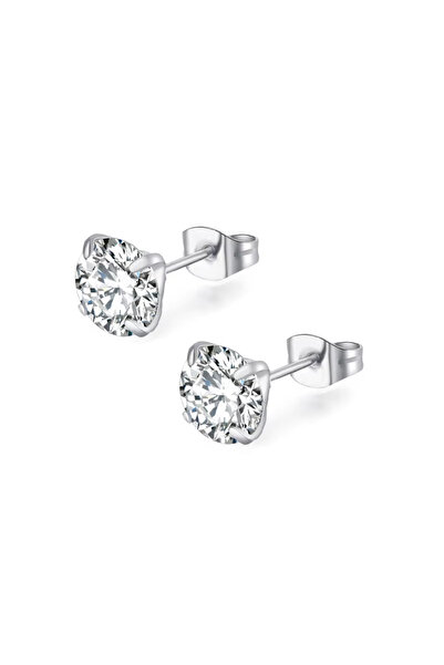 Choice32 Size 3 MM Silver XUBCHC Stainless Steel Round Cubic Zirconia Ear Pie...