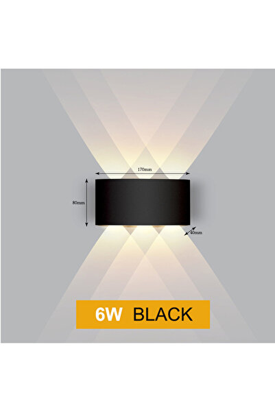 Choice Cold White 6000K 6W Black Body Aluminium LED Wall Lamp IP65 Outdoor Wa...