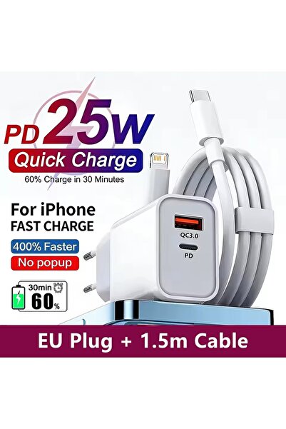 Choice1 EU Plug - 1.5m Cable 25W PD USB C Multi-Port Fast Charger For iPhone ...