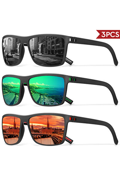 Choice 3PCS-C3 3/4 Pack New Designer Box Polarized Colorful Sunglasses for Me...