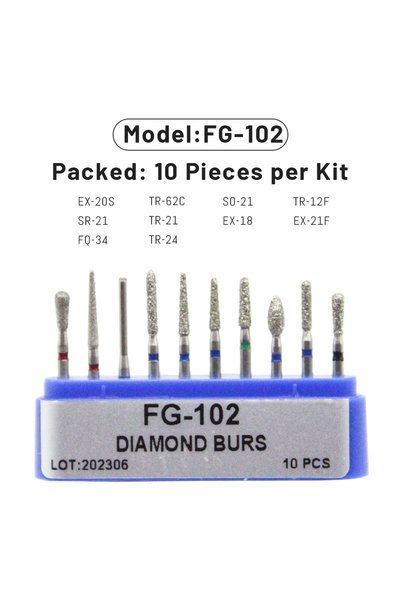 Choice41 FG-102 AG 1 Box Dental Diamond Burs Drill for High Speed Handpiece D...