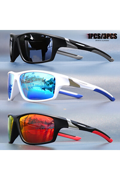 Choice7 3pc Black WhiteB Red 1pcs/3pcs Square Sports Sunglasses for Men - Pol...