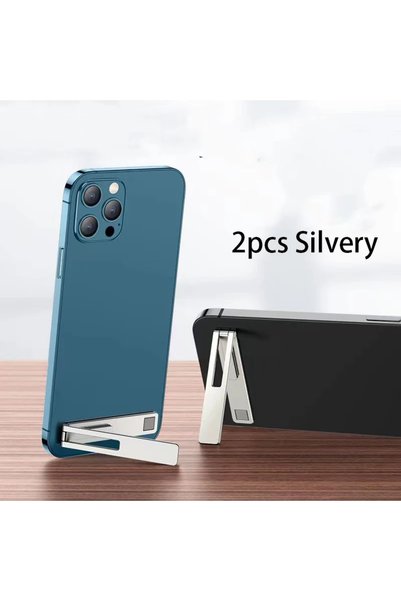 Choice 2pcs-Silvery Ultra-Thin Metal Folding Phone Holder Alloy Invisible Bac...