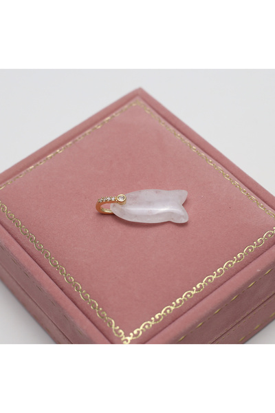 Choice11 Clear Quartz 3 Pieces Natural Stone Charms Crystal Agate Fish Shaped...