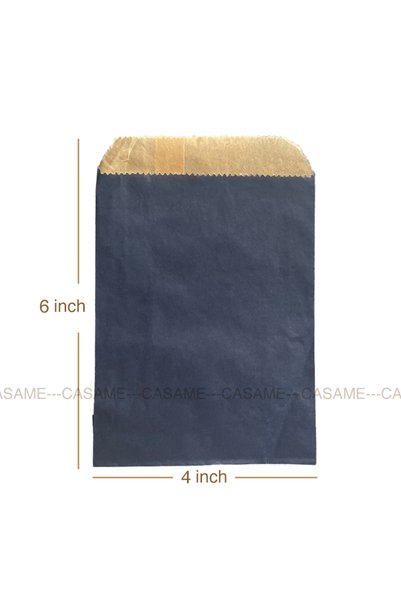 Choice6 50 pcs 10x15cm dark blue 50pcs, 15x10cm Wave Dot Kraft Paper Candy Bi...