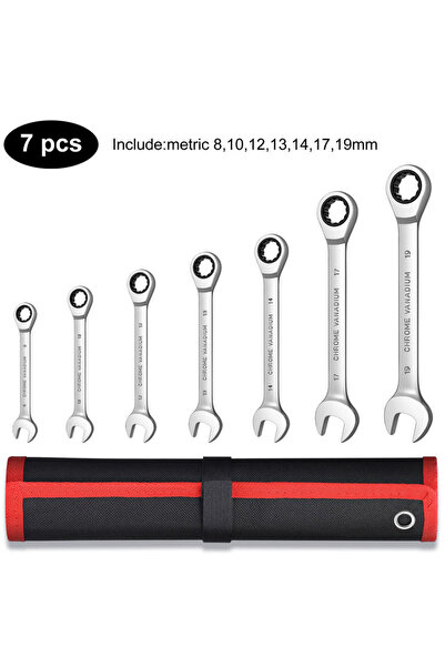 Choice 7pcs Key Ratchet Wrench Set 72 Tooth Gear Ring Torque Socket Wrench Se...