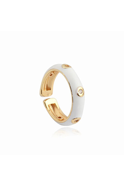Choice5 white Colorful Enamel Gold Color Open Band Rings For Women Girl Cubic...
