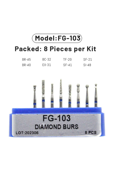 Choice40 FG-103 AG 1 Box Dental Diamond Burs Drill for High Speed Handpiece D...