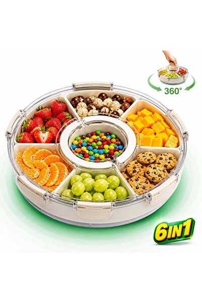 Timebox Cutie rotativă pentru alimente cu 6 compartimente, etanșă, 800-1000ml...