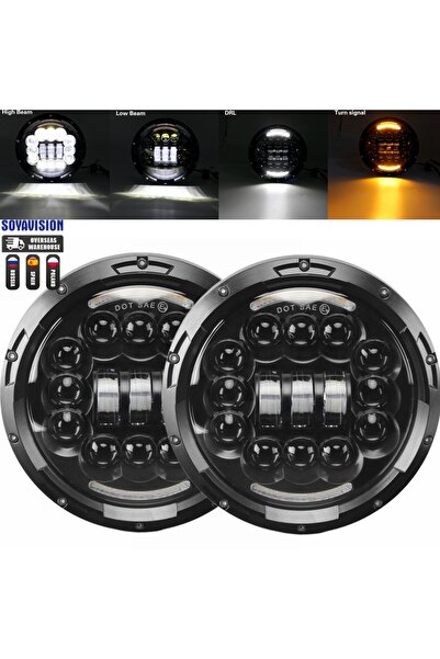 Choice8 90w Halo light Black 2x Car 7 Inch Led Headlight Hi/Low H4 Halo Angle...
