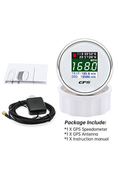 Choice3 White Silver 52mm Digital GPS Speedometer TFT Screen Odometer Adjust ...