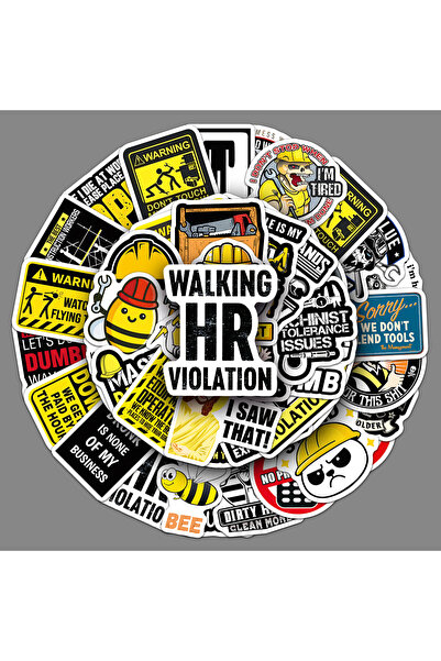 Choice 50PCS 50 Pcs Creative Hard Hat Slogan Stickers Outdoor Signage Waterpr...